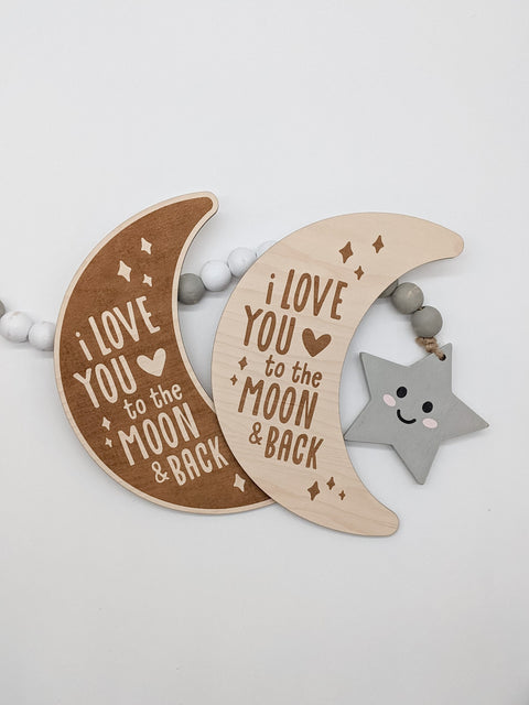 I Love You To The Moon And Back Engraved Wood Sign