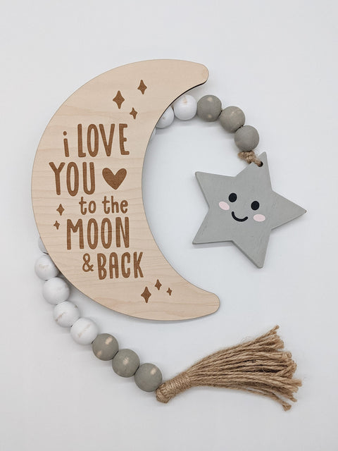 I Love You To The Moon And Back Engraved Wood Sign