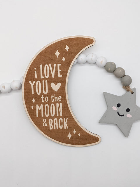 I Love You To The Moon And Back Engraved Wood Sign