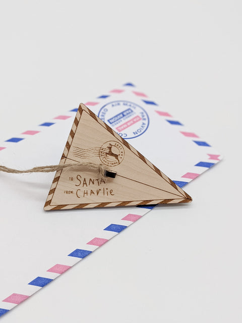 Santa Letter Paper Airplane Ornament